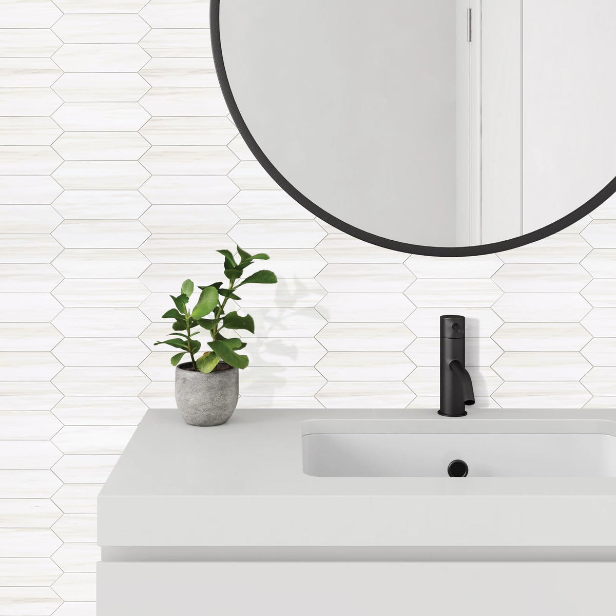 Vamos Tile 1 Sheet Glossy Dolomite White Backsplash Tile Peel and Stick, 12.8 x 12.8 Inch Long Hexagon PVC Self Adhesive Mosaic Wall Tiles Stick on Backsplash for Kitchen and Bathroom
