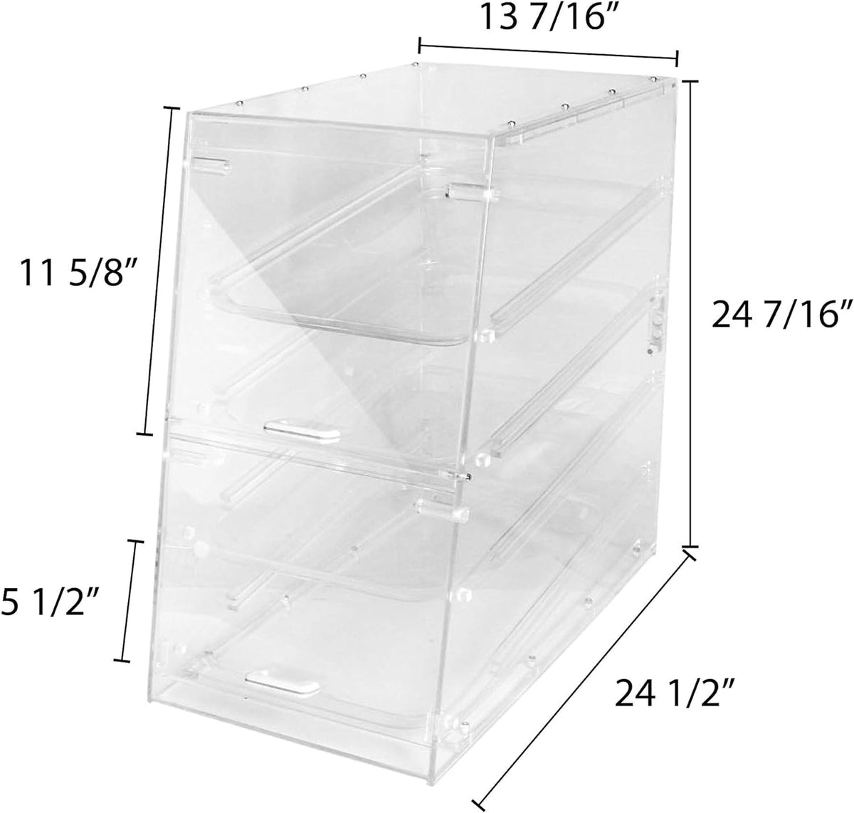 TrueCraftware- 4 Tray Countertop Bakery Display Case with Rear Doors 14" x 24" x 24"- Pastry Case Box Retail Commercial Home use for Bagels Baked Goods Bread Donuts Vegetables