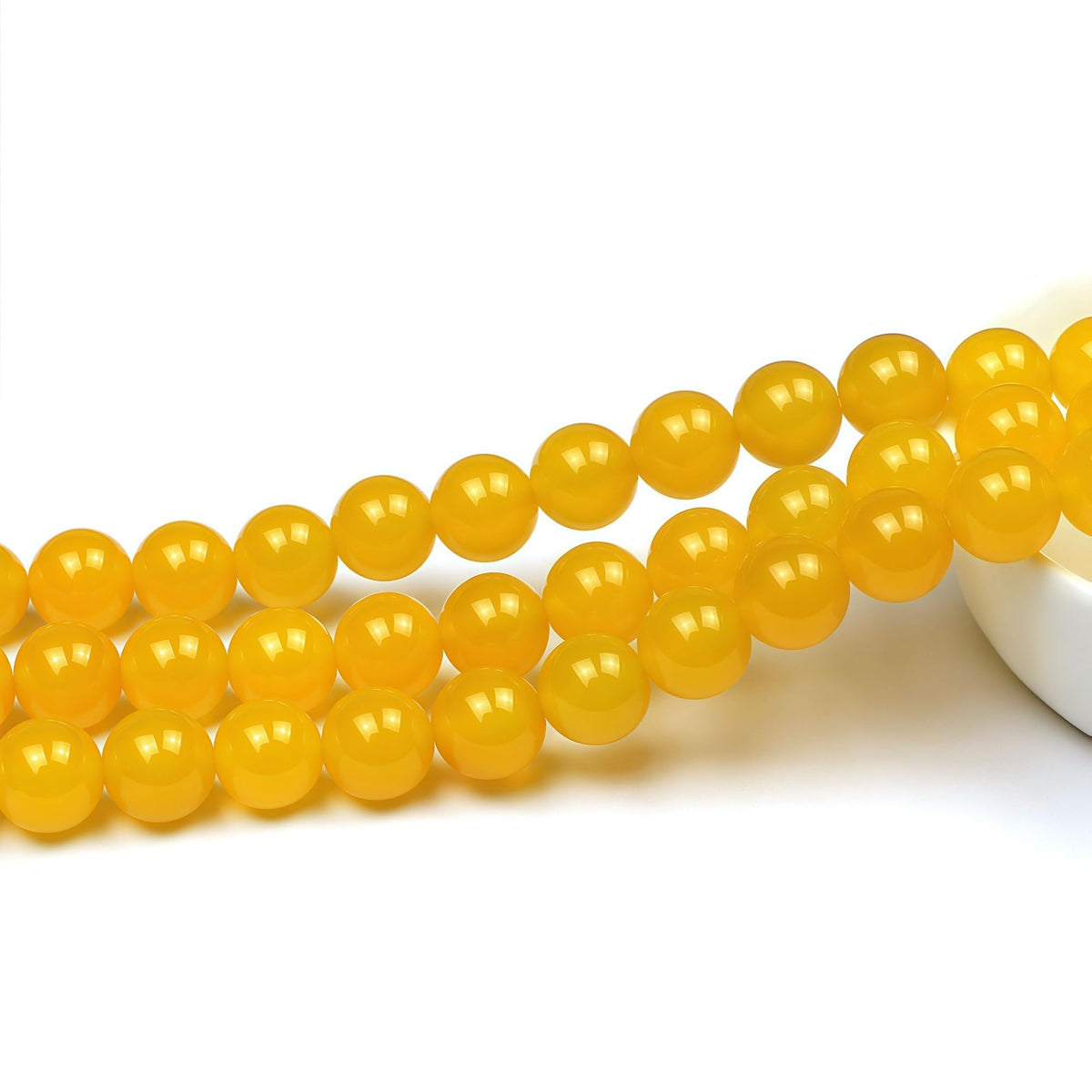 MJDCB 7A Round Natural Yellow Agate Beads Stone Loose Beads for Necklace Bracelet Charms Jewelry Making 15"(8mm)