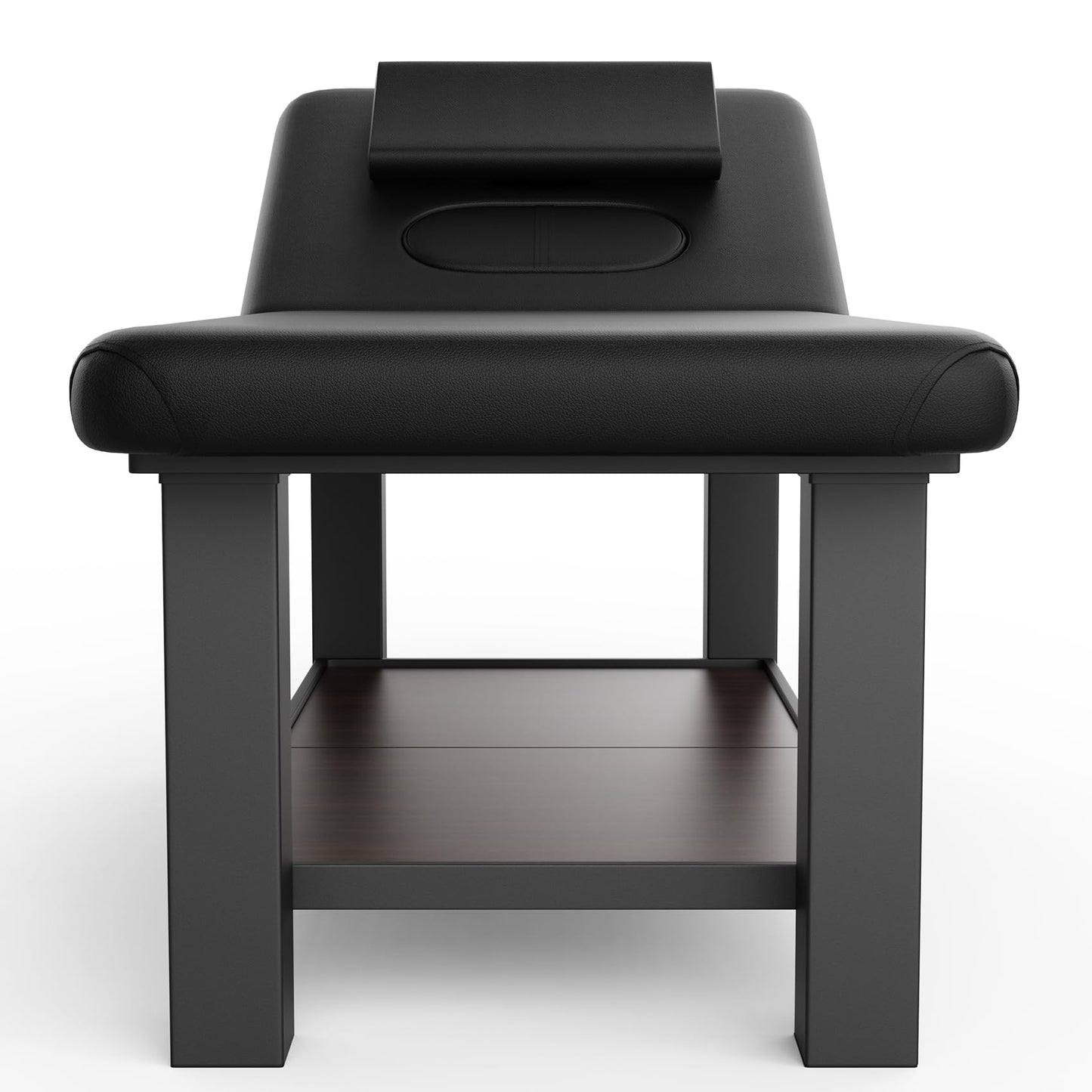 Metal Frame Heavy Duty Stationary Massage Table with Open-Chest & Headrest for Treatment Table, Physical Therapy Table, Spa Facial Professional Massage Bed, Black Leather 31.5'' W x 75.5'' L, 700LBS