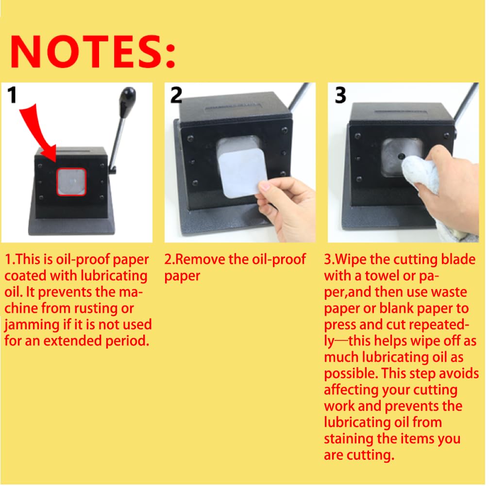 DCBADGE Pin Button Paper Cutter,Manual Square Paper Cutter Tool, Graphic Punch Die Cutter,for Button Maker Machine. (61mm Square Cutter, Cut for 50mm)