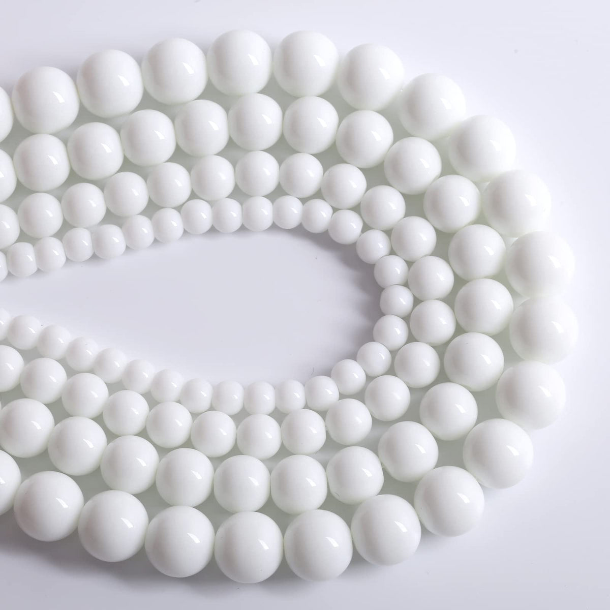 90PCS 8mm Natural White Porcelain Agates Stone Round Beads for Jewelry Making Spacer Loose Spacers Beads DIY Bracelets 32" 2 Strand