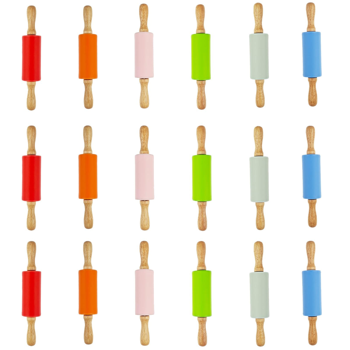 Miokun 18 Pack Small Rolling Pin for Kids, 9 Inch Kids Rolling Pin for Home Kitchen (6 colors)
