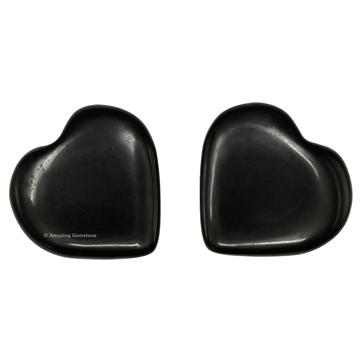 Amazing Gemstone Black Tourmaline Stone Heart - Pack of 2 Crystal Heart Stones Rocks - Corazones De Piedra Crystals and Healing Stones Heart Shaped Crystal - Stocking Stuffers Gifts