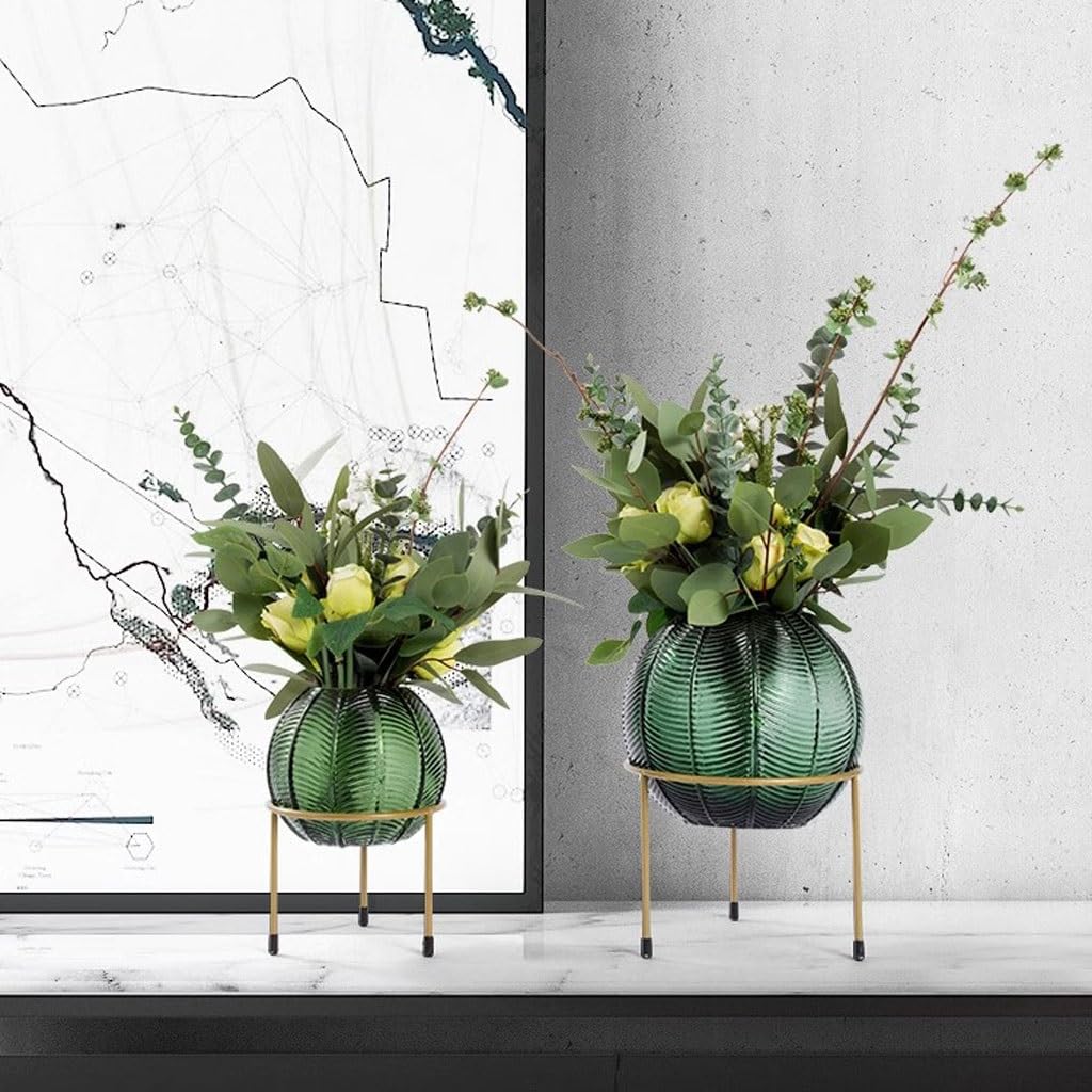 Artificial Plant Nordic Light Luxury Simulation Flower Art Decoration Living Room Table Negotiating Table Glass Bottle Fake Flower Decoration Artificial Tree Indoor(A)