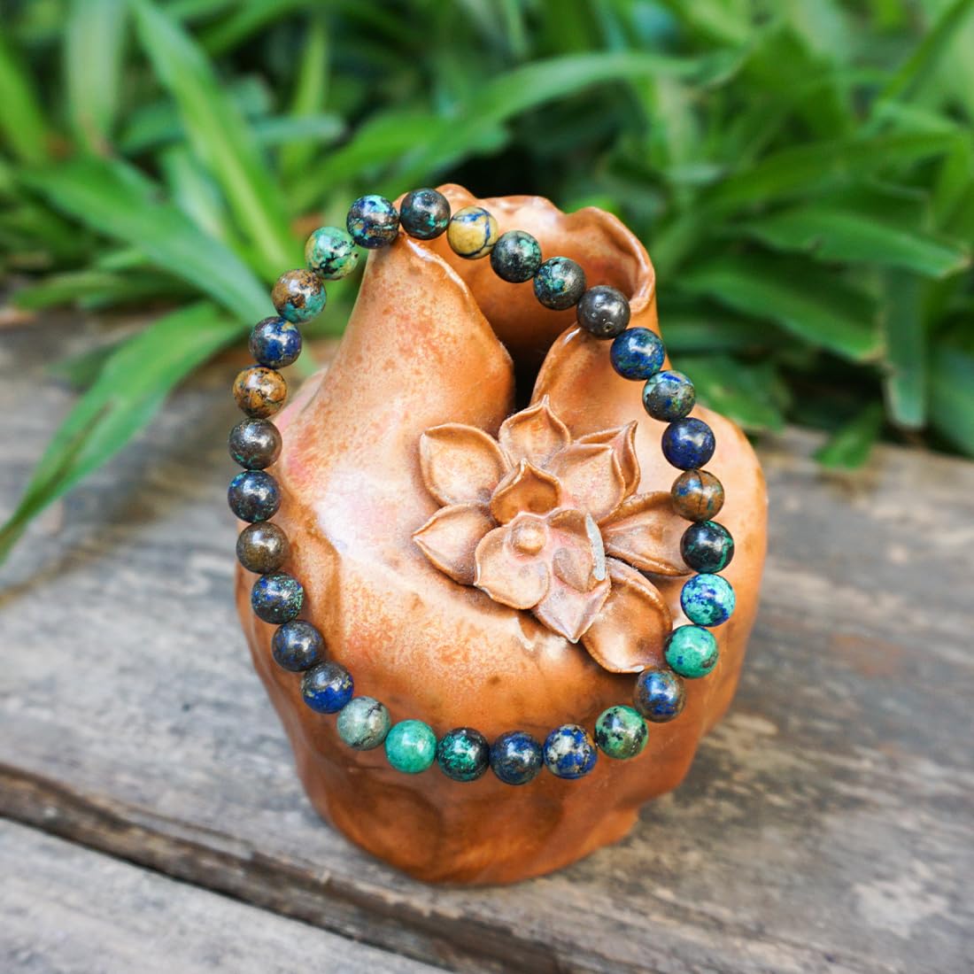Genuine 6mm Azurite Bracelet - Handmade Natural Blue Crystal Beads Jewelry with Soothing Energy for Women & Men