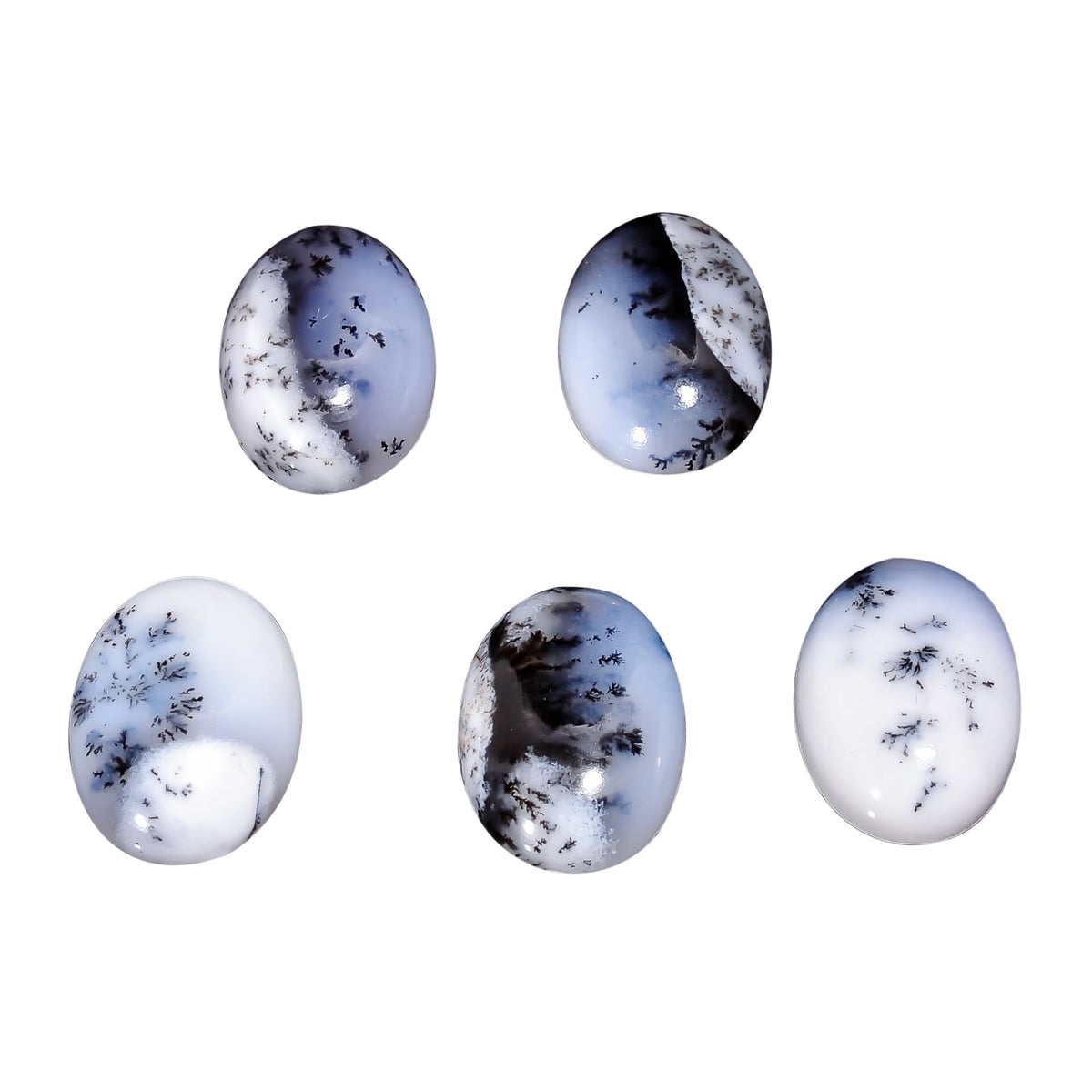 2 PCS, 18x13 mm, AURA GEMS Natural Dendrite Opal, Cabochon, Oval Shape, Jewelry Making Stone Supply, Chakra Energy Healing Gemstone, Real Crystal, Birthstone, Wholesale deal