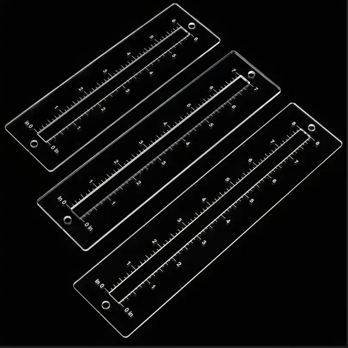 3Pcs Acrylic Zipper Making Templates, 6/7/8 Inch Zip Ruler for Patchwork, Bag Pockets & DIY Sewing Crafts