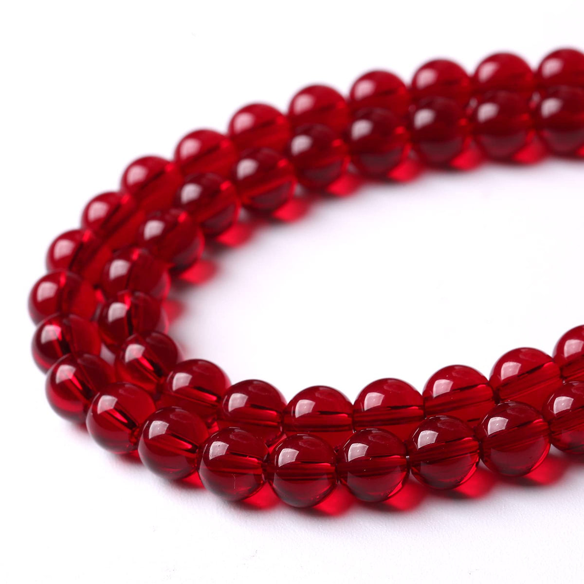 Smooth Garnet Red Glass Crystal Round Loose BeadsFor Jewelry Making DIY Bracelet Necklace Accessories 6mm 68pcs 15" Strand(Garnet Red Glass, 6mm)