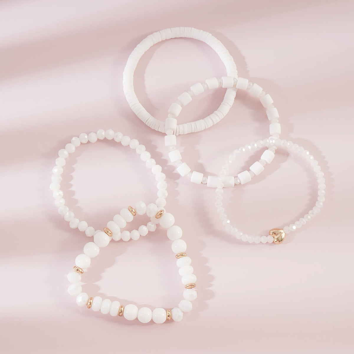 RISHEGAE Crystal Heishi Beaded Bracelet for Women Stackable Bracelet Layering Friendship Summer Stretch Bracelets for Women