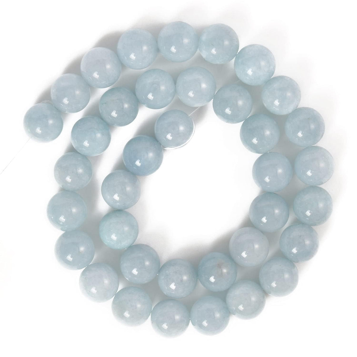 About 60pcs 6mm Natural Stone Beads Aquamarine Beads Crystal Gemstone for Jewelry Making, DIY Bracelet Necklace