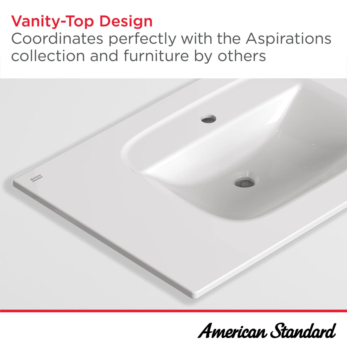 American Standard 1806001.020 Aspirations 37 x 22-inch Vanity Top Bathroom Sink, White