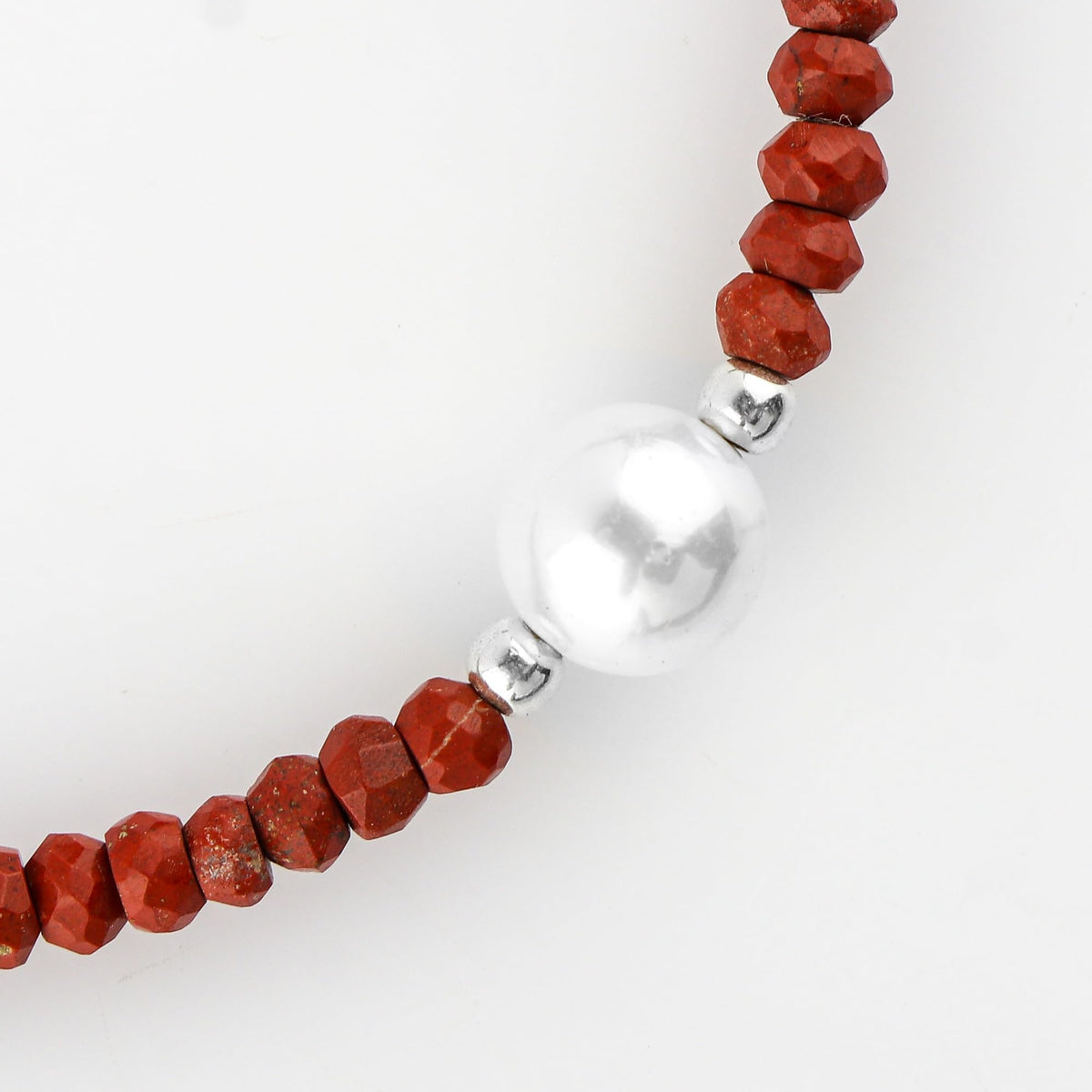 CRYSTALINES Natural Red Jasper Gemstones Beads Bolo Bracelets with Pearl, Handmade, Beaded Bracelet, Real Crystals Jewelry, Women Bracelet, Silver Plated Adjustable Chain- 6+4inch, AAA Grade