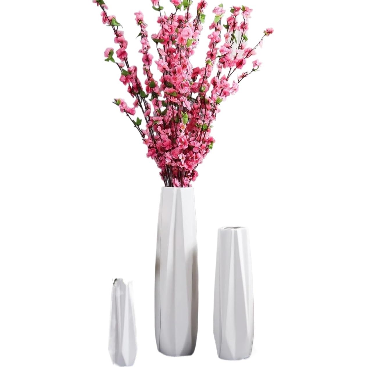 sdneNest Floor Vase Ceramic Vase,Decorative Large,Floor, Large Floor Vase,White Ceramic Vase,Handcrafted,Sophisticated Vessel for Decorative Branches and Dried Flower,White-61cm