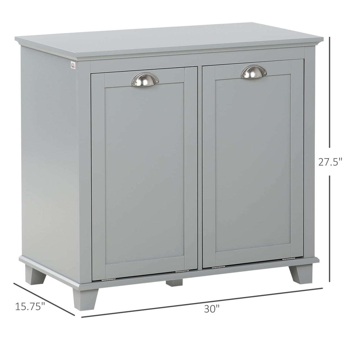 Amacv Tilt-Out Laundry Sorter Cabinet, Bathroom Storage Organizer with Two-Compartment Tilt-Out Hamper, Gray