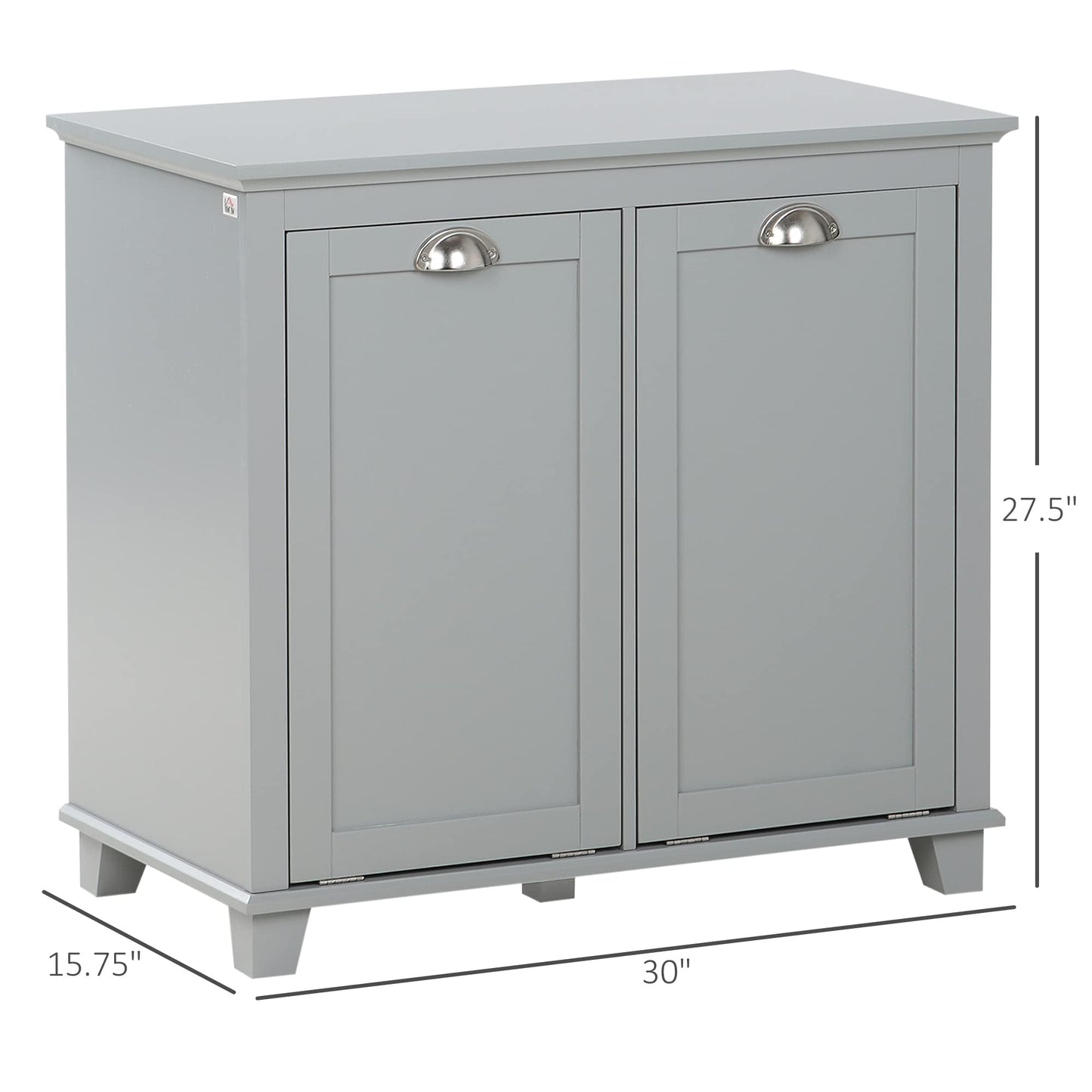 agnixnaf Laundry Sorter Cabinet,Bathroom Storage Organizer with Two-Compartment Tilt-Out Hamper,Gray