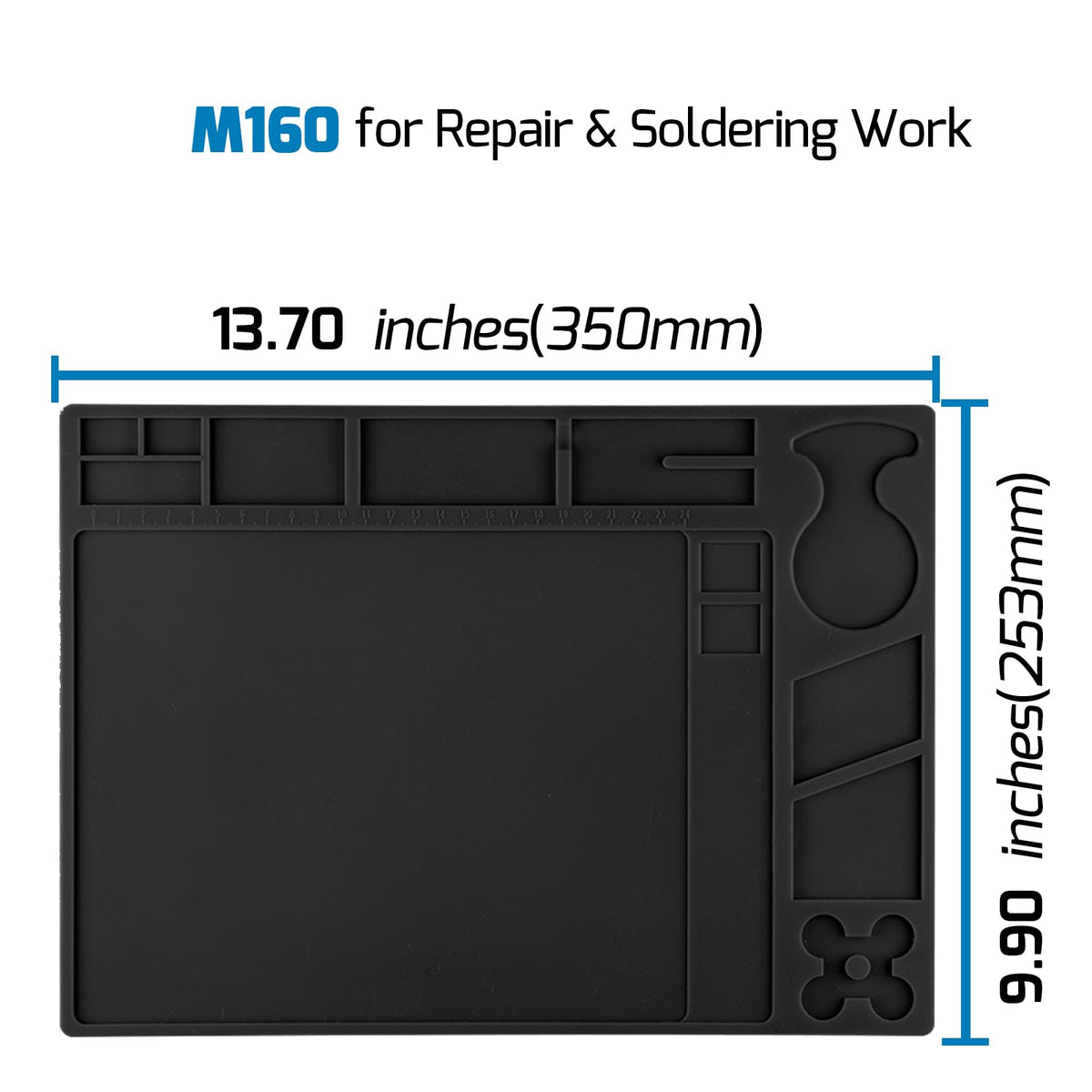 WEP M160 Silicone Soldering Mat 13.7x9.9 inches Heat-resistant with 5 Function Zones, Soldering Mat for, electronics repair, DIY Projects