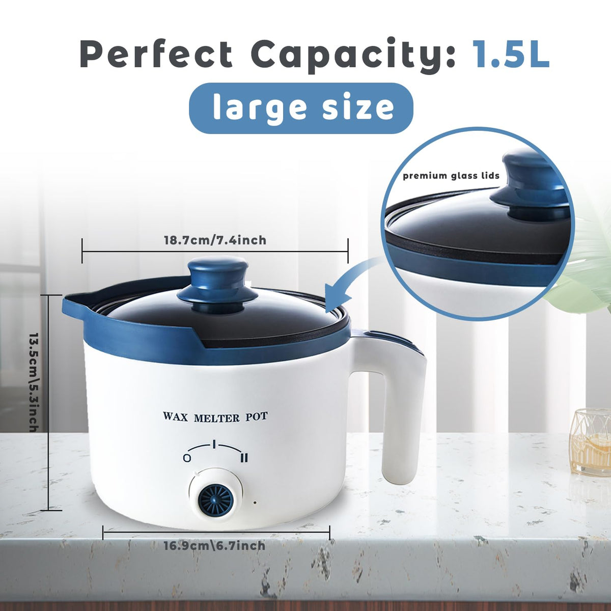 KQU Wax Melting Pot with Thermometer, Electric Wax Melter for Candle Making with Spout, Small Double Boiler Pot Set for Beginner Adults