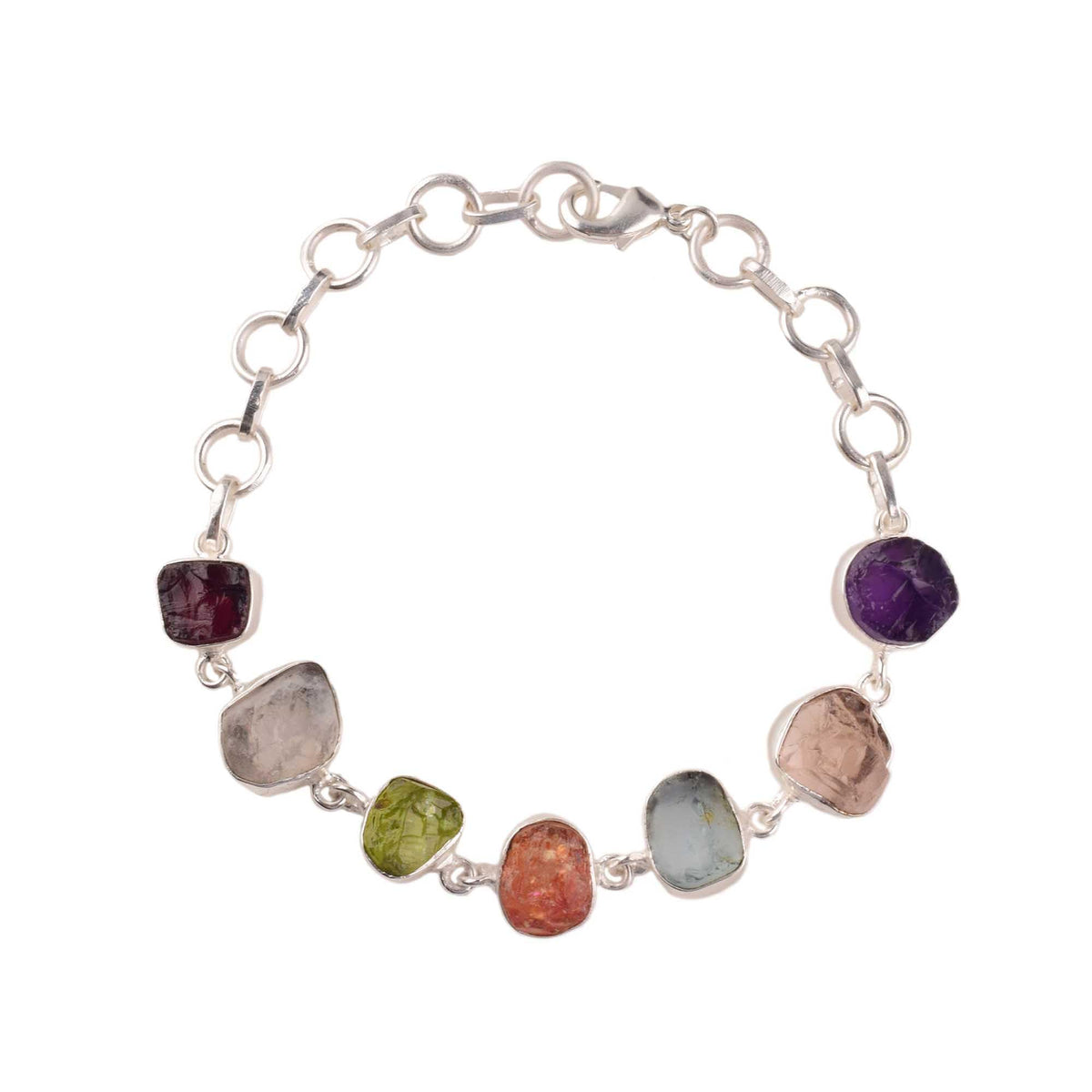 MANILATA Natural Multi Stone 7 Chakra Bracelet Spiritual Protection, Adjustable link Bracelet, Healing Crystals, Birthday, Gift for Her, Gemstone Jewelry 8 inch AAA+ Quality
