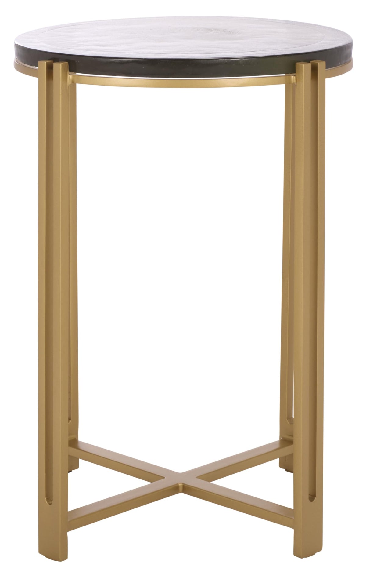 SAFAVIEH Couture Collection - Levitt Cast Glass Top Accent Table, Sculptural Modern Side Table, Brass Finish Base, Fully Assembled (SFV7916A)
