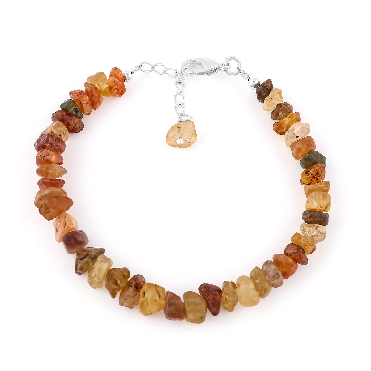 CRYSTALINES Natural Raw Brown Zircon Gemstone Bracelet, Handmade Bohemian Jewelry, Rough Stones, Chakra Healing Crystals, Adjustable Silver Plated Bracelet, Christmas Gift for Women (Size. 7+1INCH)
