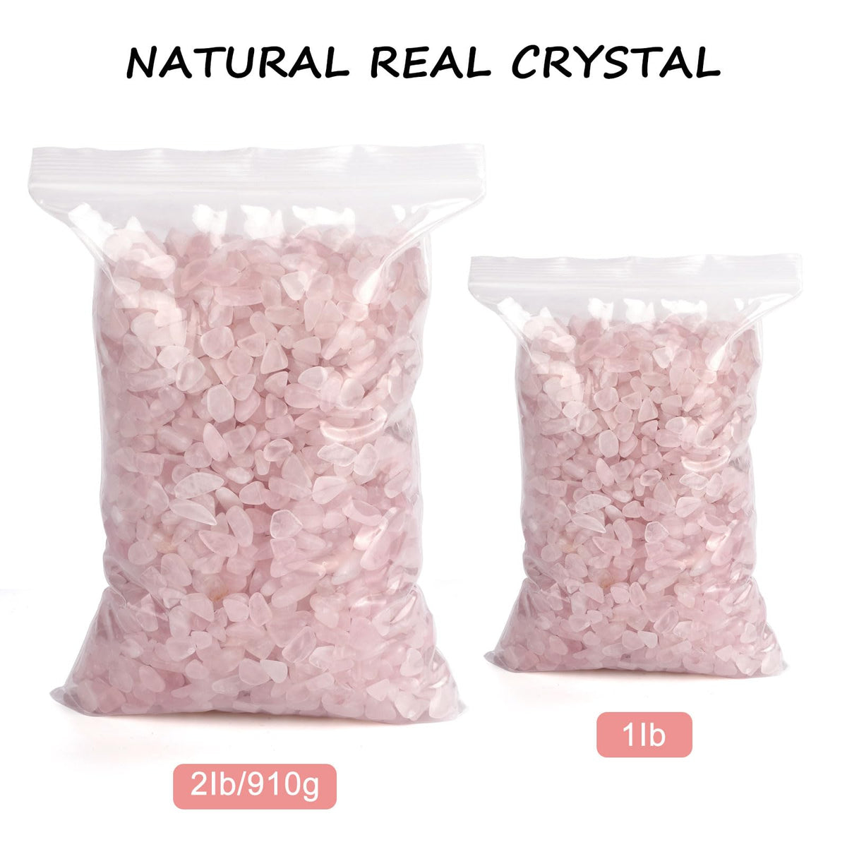 gemshan 2lb Rose Quartz Chips Natural Crushed Crystal Chip Bulk 7mm-9mm Irregular Healing Crystal Stone for Aquarium Vase Plant Decoration Craft DIY (Rose Quartz)