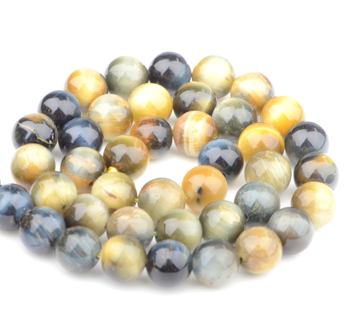 Bymitel 90 pcs Round Loose Stone Beads Gemstone Spacers for Charm DIY Jewelry Making 15.5" per Strand 4mm (Dream Tiger's Eye, 4mm)