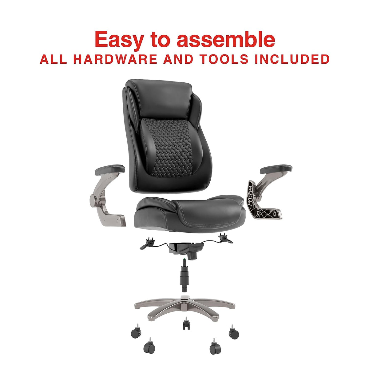 Staples Randolph Ergonomic Bonded Leather Executive Big & Tall Chair, 400 lb. Capacity, Black