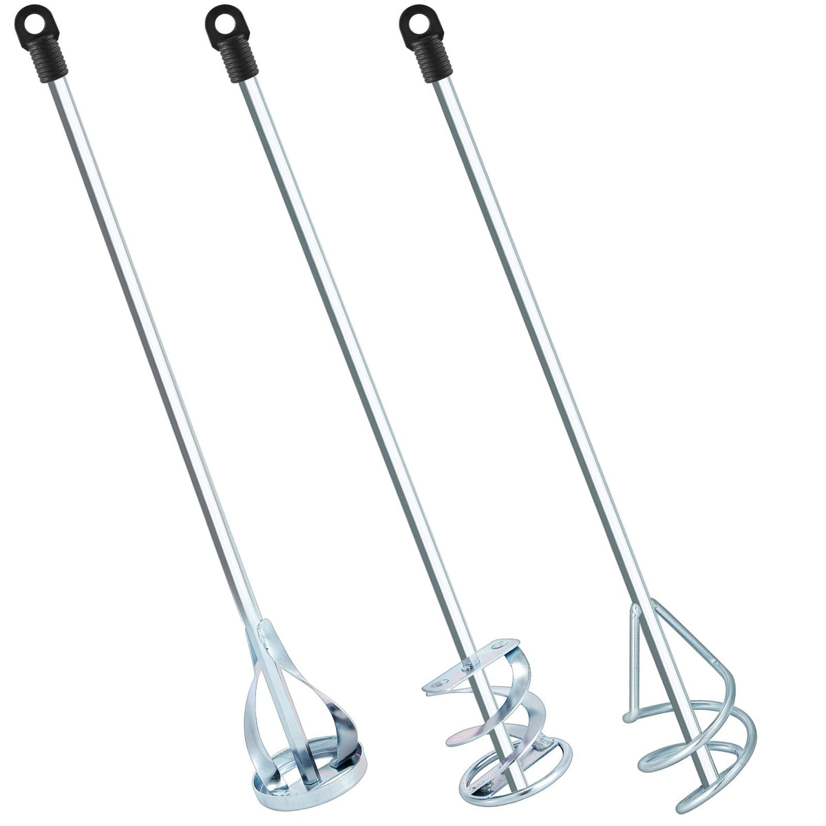 MorningRo Set of 3 Paint Mixer for Drill Epoxy Resin, Mud, Cement Blades, Paint Stirrer, 15.7" Mixing Paddles and 2.3" Mixing Impeller(White Zinc)
