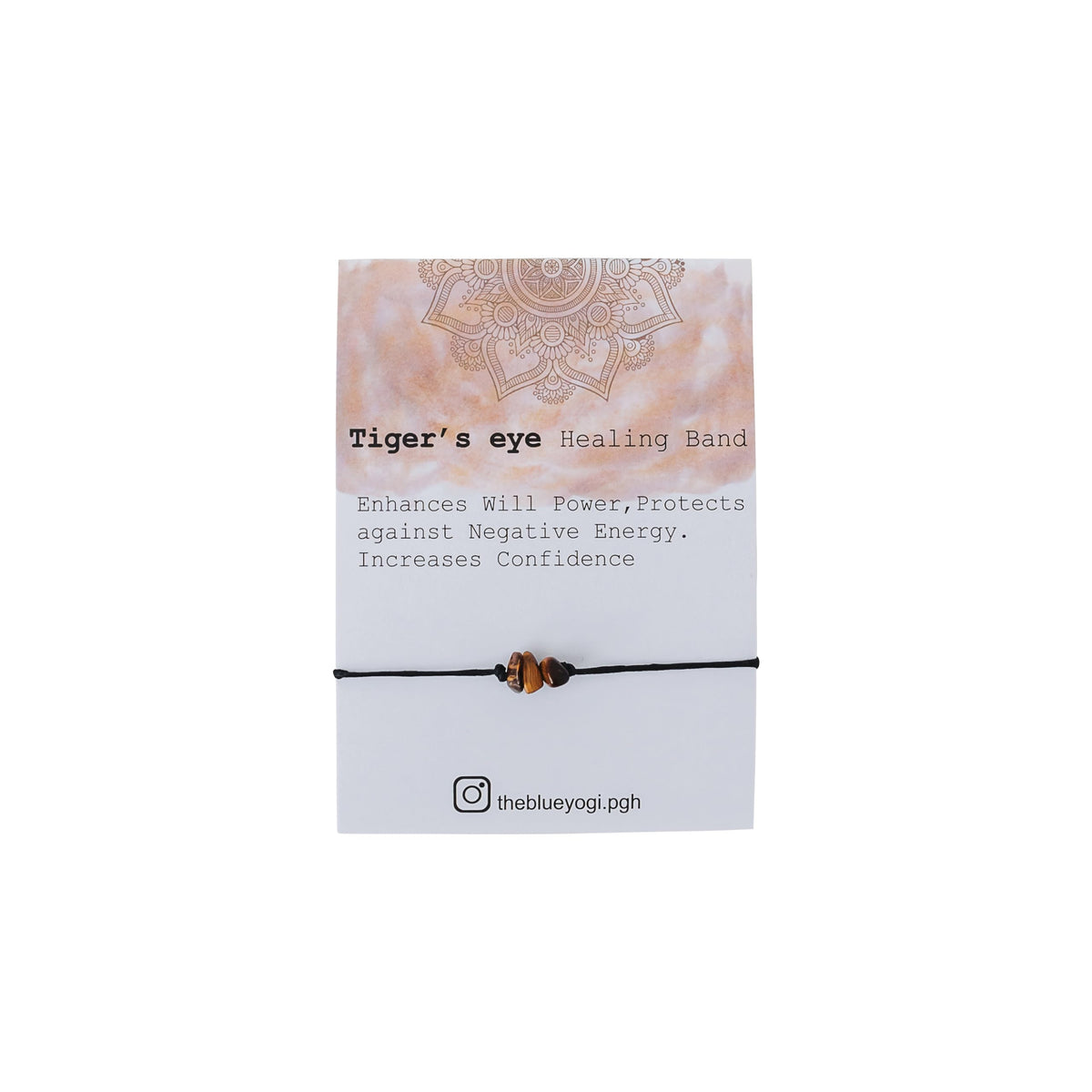 The Blue Yogi Healing band -2 in 1 protection Bracelet/Anklet with an affirmation- Tie Closure (Tiger Eye)