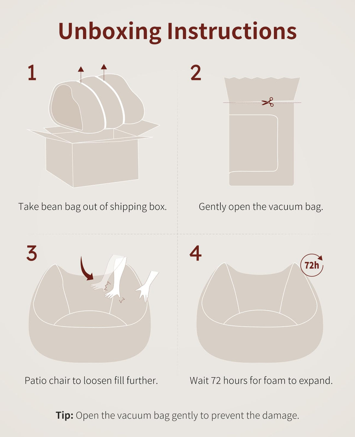 Relefree 70.9" Oversized Bean Bag Chairs for Adults,Loveseat Sofa,Plush Modern Boneless Loveseat,Bean Bag Couch for Reading,Mini Small Couches for Living Room, Office,Bedroom,Apartment,Latte Brown