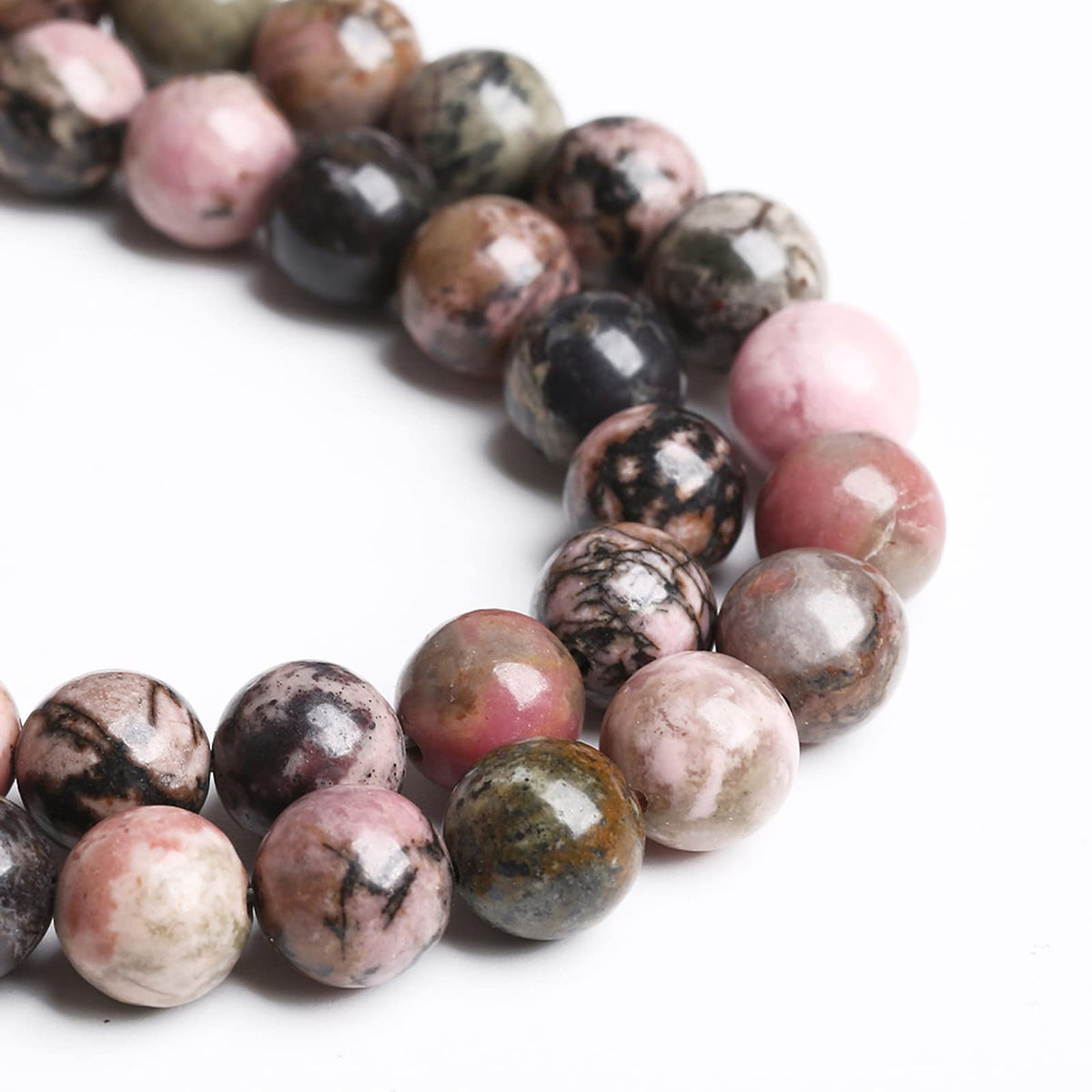 8MM 45PCS Natural Stone Black Rhodochrosite Gemstone Beads for Jewelry Making DIY Bracelet Necklace Semi Precious Beads