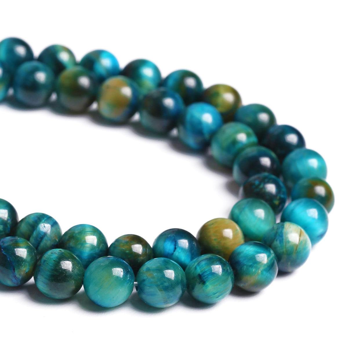 6mm 60PCS Peacock Blue Tiger Eye Stone Beads Natural Crystal Spacer Loose Beads for Jewelry Making DIY Bracelet Semi Precious 1 Strand 15 inches