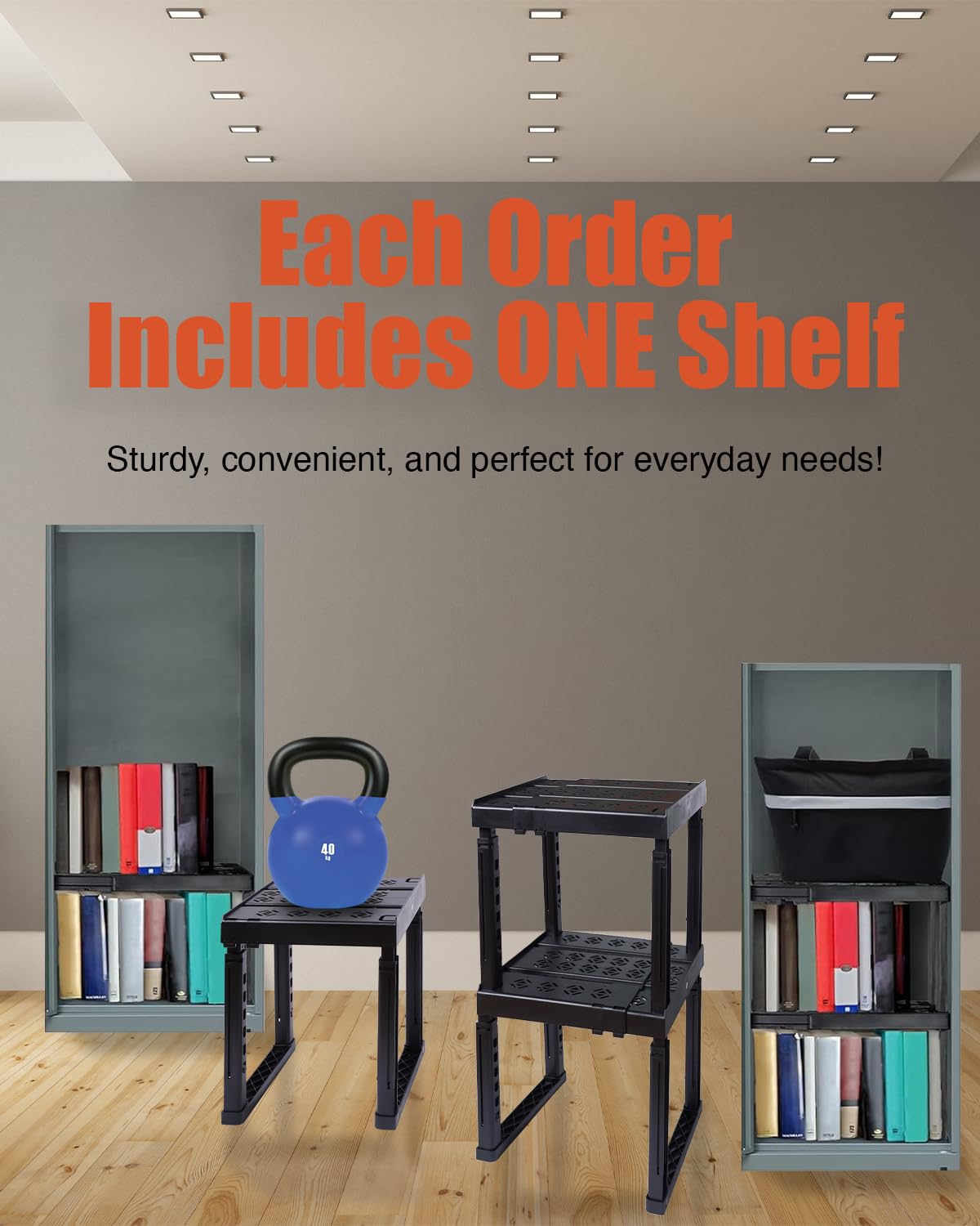 Piffny Locker Organizer Shelf， Adjustable Width and Height, Stackable, Ideal Locker Shelf for School, Office, Gym Lockers, or Even Kitchen Cabinets & Under Sink Organization(White 2 Pack)