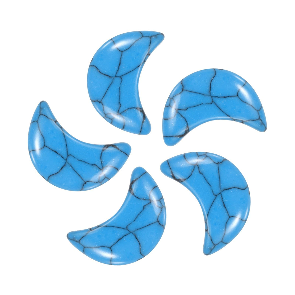 MECCANIXITY 5 Pcs Moon Crystal Worry Stone, 0.5 Inch Length Natural Blue Turquoise Moon Gemstone Bulk, Carved Pocket Stones for Meditation Balancing Pendant Decor