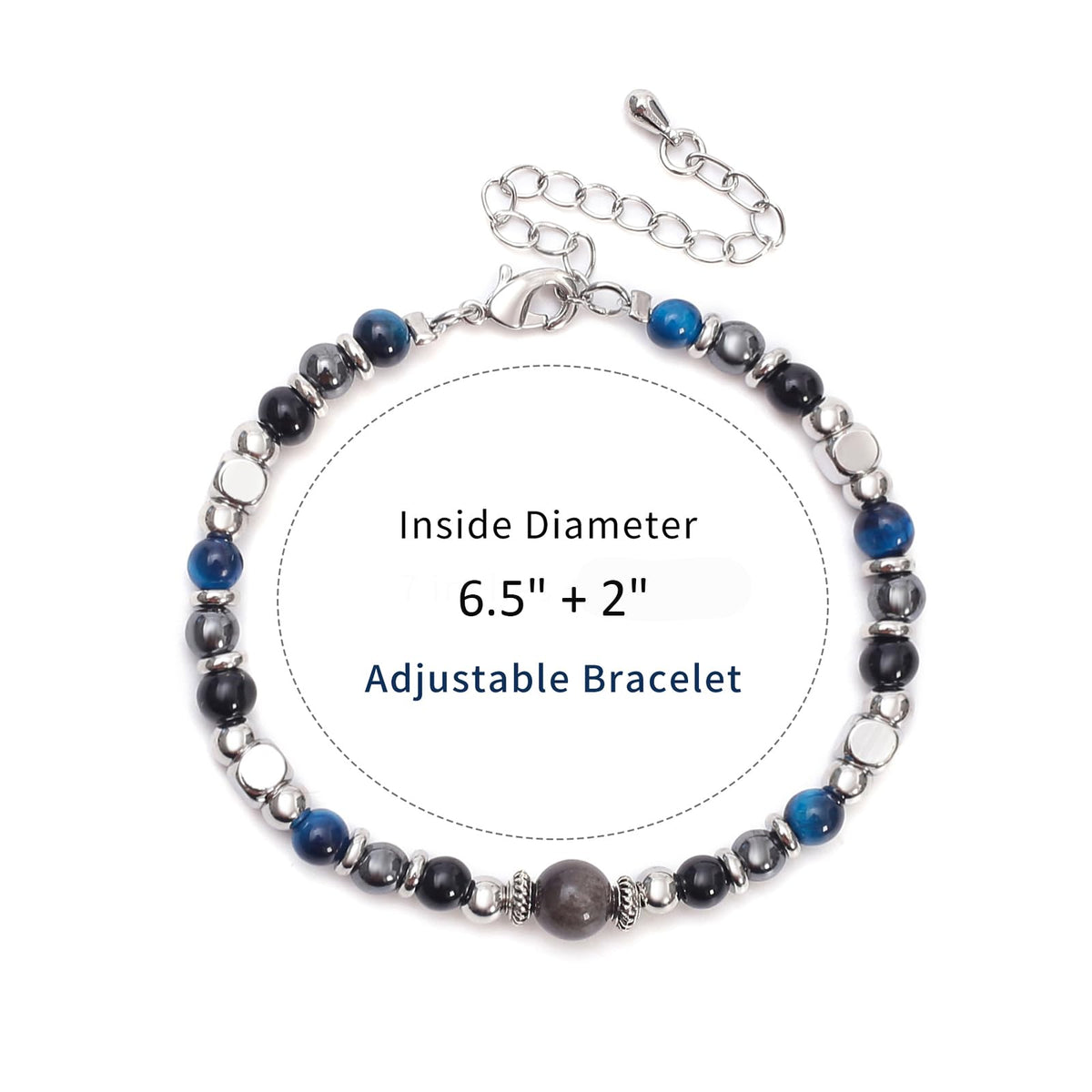 MTJAHPS Protection Bracelet, empath protection, black obsidian Crystals and Healing Stones Bracelet for Women ，Luck ，Anxiety and Stress Clam Bracelet (A-Triple Protection)