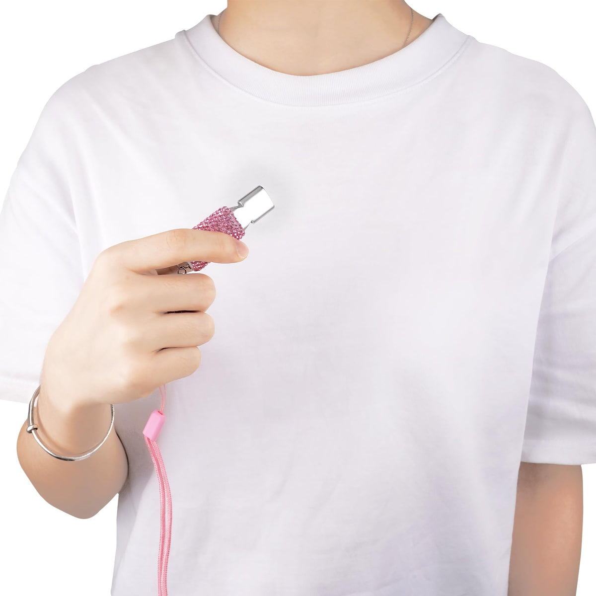 Biiange 2 Pack Bling Pink Whistle, Whistle for Coaches with Lanyard, Coaches Referee Sports Whistles, Loud Metal Sports for Coachess, Referees, and Hikers (Pink)