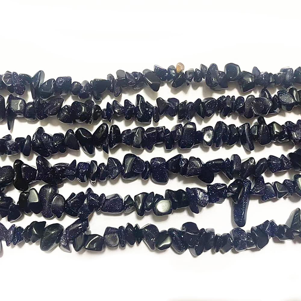 PLTbeads 7-8mm Natural Blue Sandstone Gemstone Chips Beads Healing Crystals Waist Bracelets Necklace Kit Irregular Stone DIY Crafts Design Jewelry Making