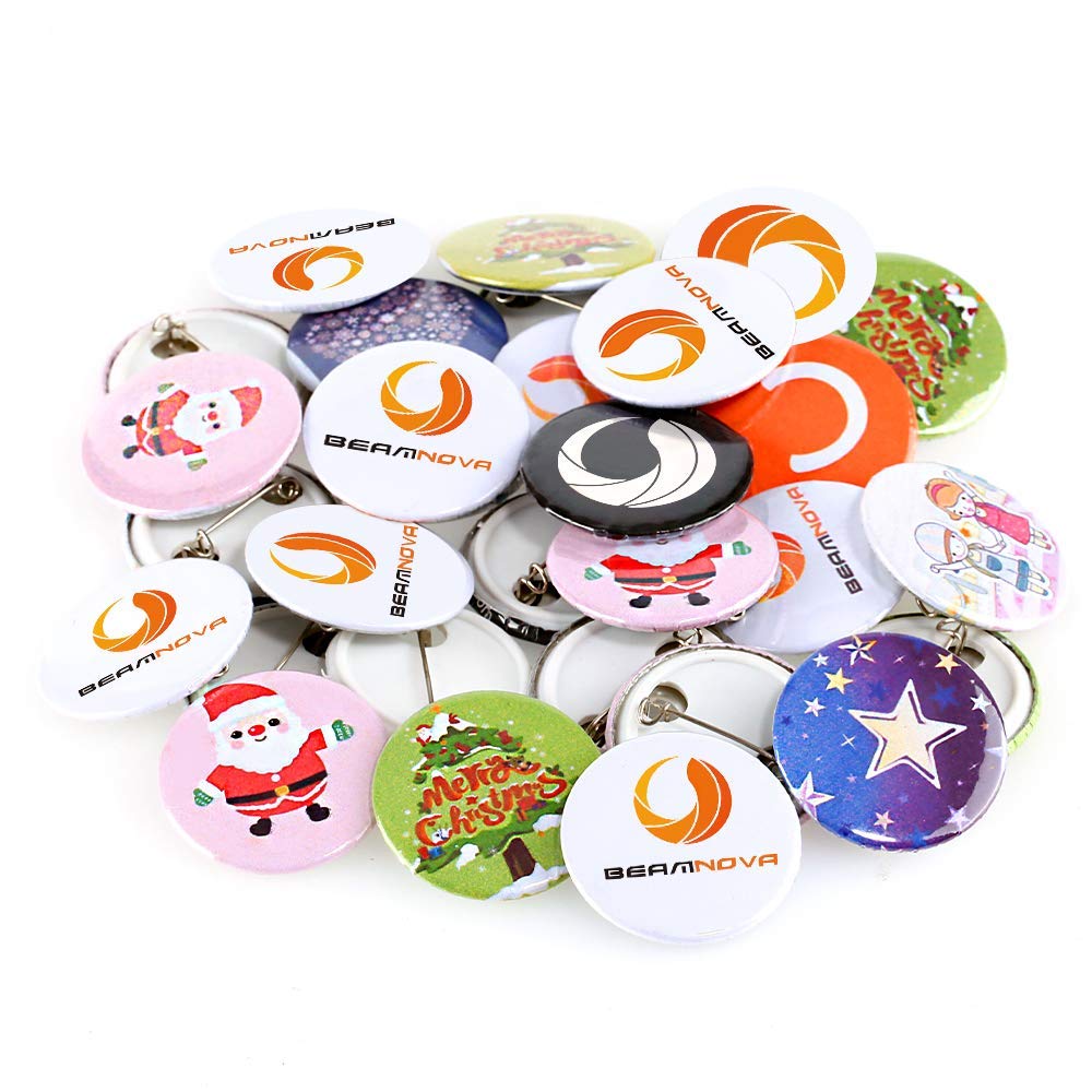 BEAMNOVA 1000 Sets of Round Button Maker Supplies 25mm / 0.98 in (Approx. 1 inch) for Round Pin Maker, Plastic Clip Bottom & Tinplate Top with Transparent Film, Machine NOT Included