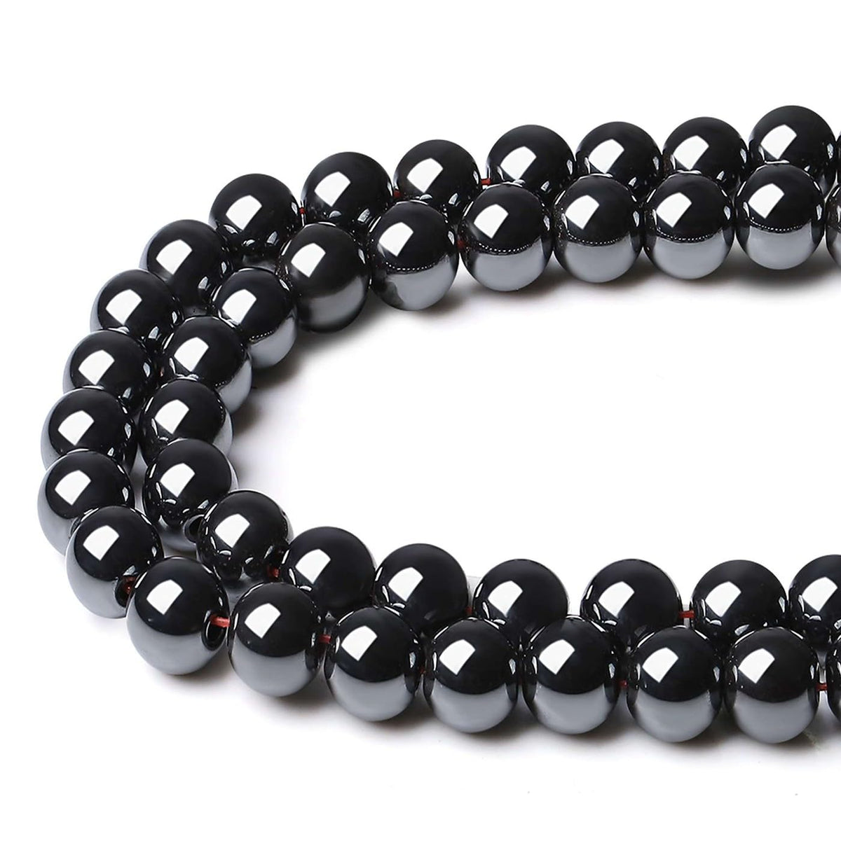 LAIDANLA Black Hematite 8mm Natural Stone Beads Round Loose Gemstone Stone Beads for DIY Bracelet Necklace Earrings Jewelry Making Polishing Genuine Real Beading Crystal 96PCS 2 Strand 32"