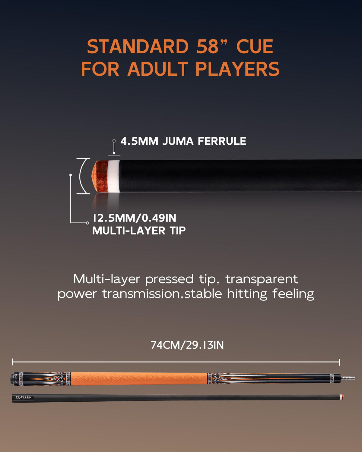 KONLLEN 2.0 Pool Cue Complete Set | Carbon Fiber Pool Cue with Professional Taper | Low Deflection Shaft for Adults & League Players