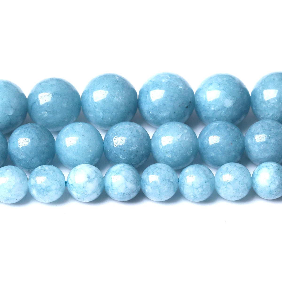Blue Chalcedony Natural Stone Beads Gems Round Loose Beads Jewelry Making DIY Bracelet Necklace Accessory 1 Strand 45PCS 8MM 15"