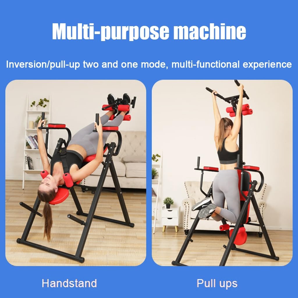 Heavy Duty Inversion Table, 330lbs Capacity with Adjustable Protective Strap, Inversion Table for Back Pain Relief, Updated (Color : Blue)
