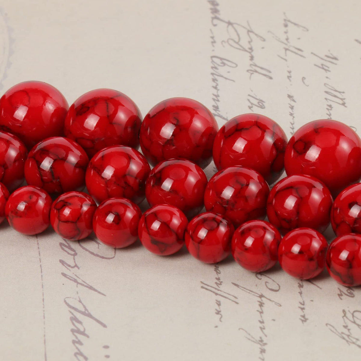 Beads for Bracelets Red Beads 6MM Beads Red Turquoise Bead Crystal Gemstone Beads for Bracelets, Natural Stone Beads for Jewelry Making About 60pcs