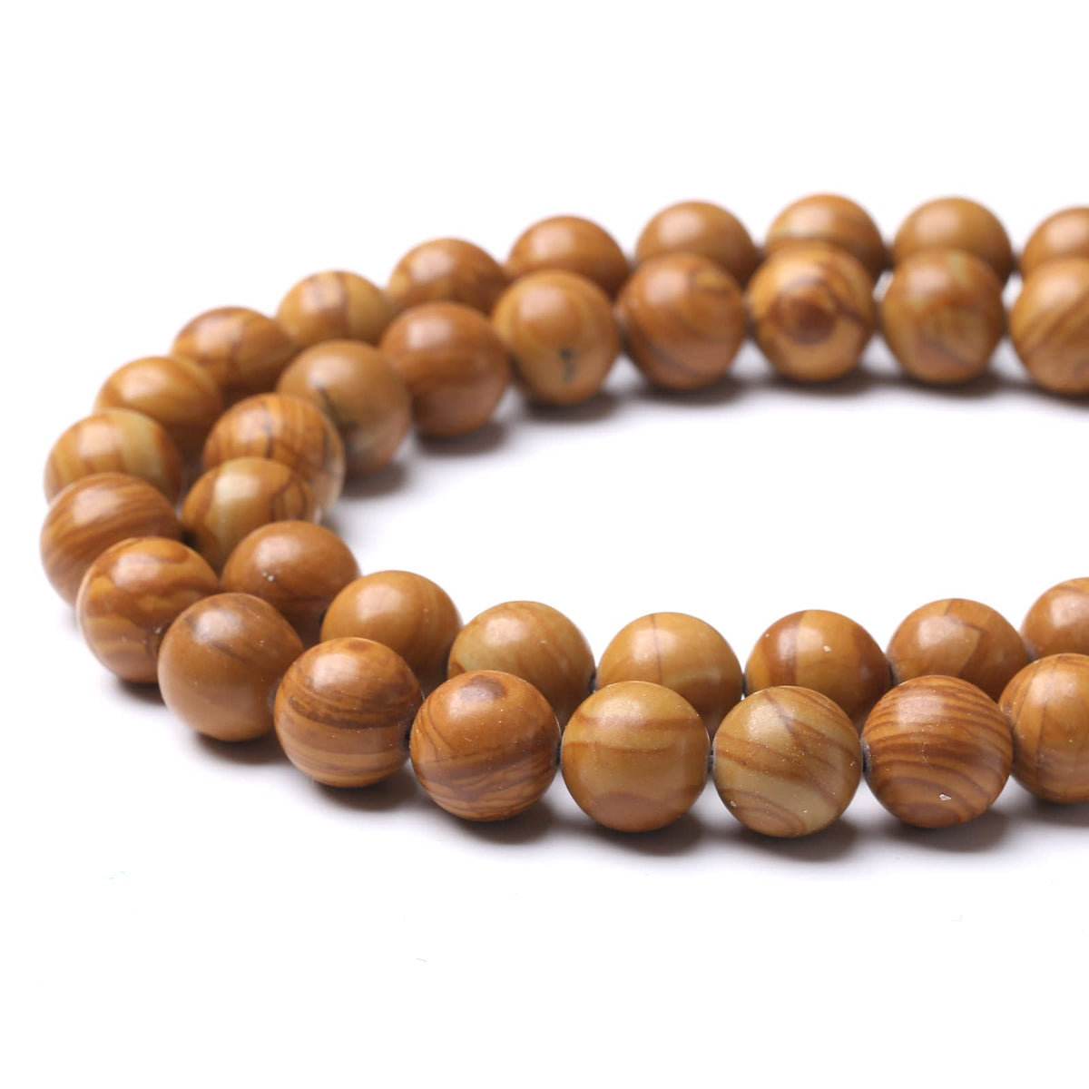 32PCS 12MM Natural Woodgrain Jasper Stone Beads Round Shape Suitable for Jewelry DIY Bracelet 15 Inches