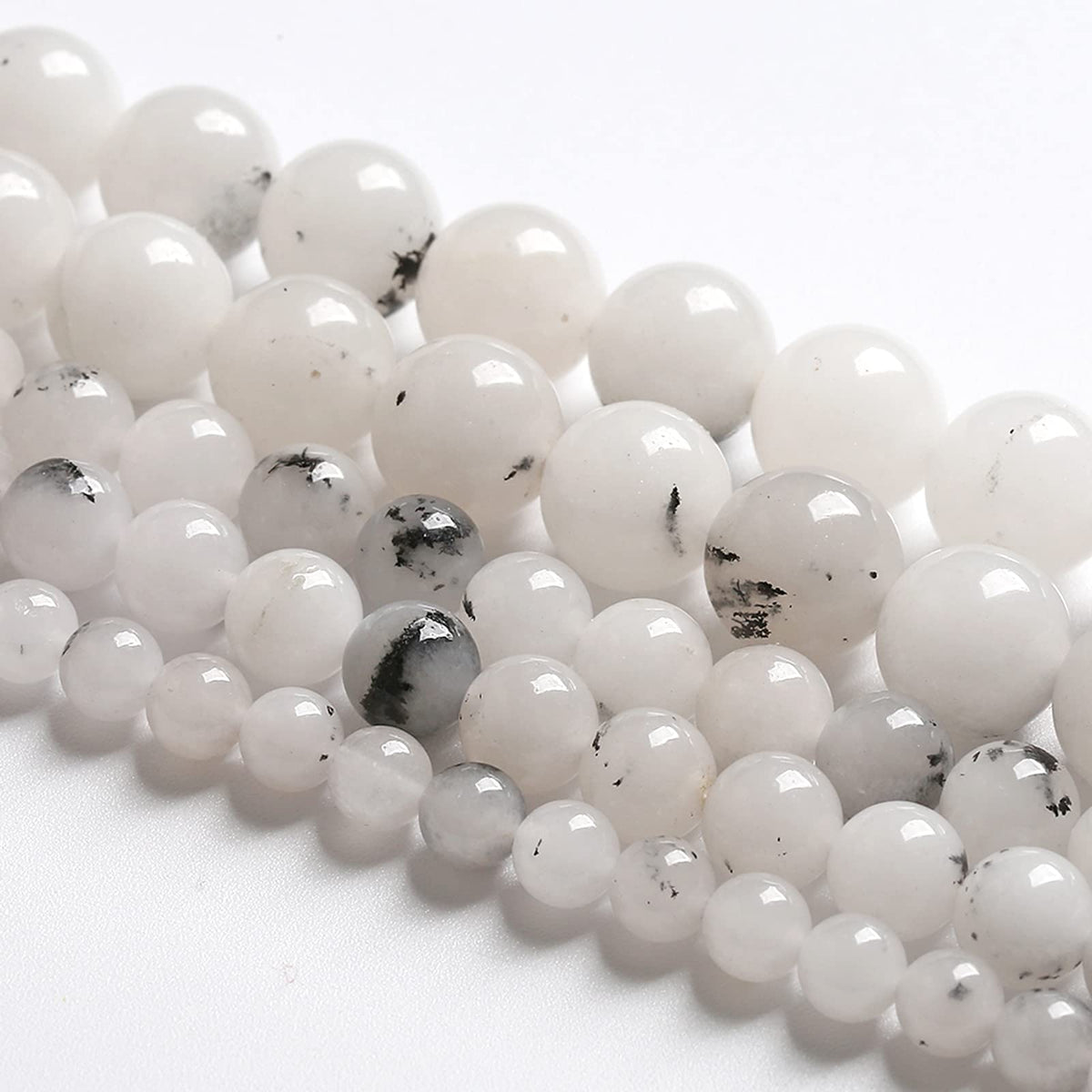 10MM 38PCS Natural Stone Ink Spots Jade Loose Beads for Jewelry Making DIY Bracelet Necklace