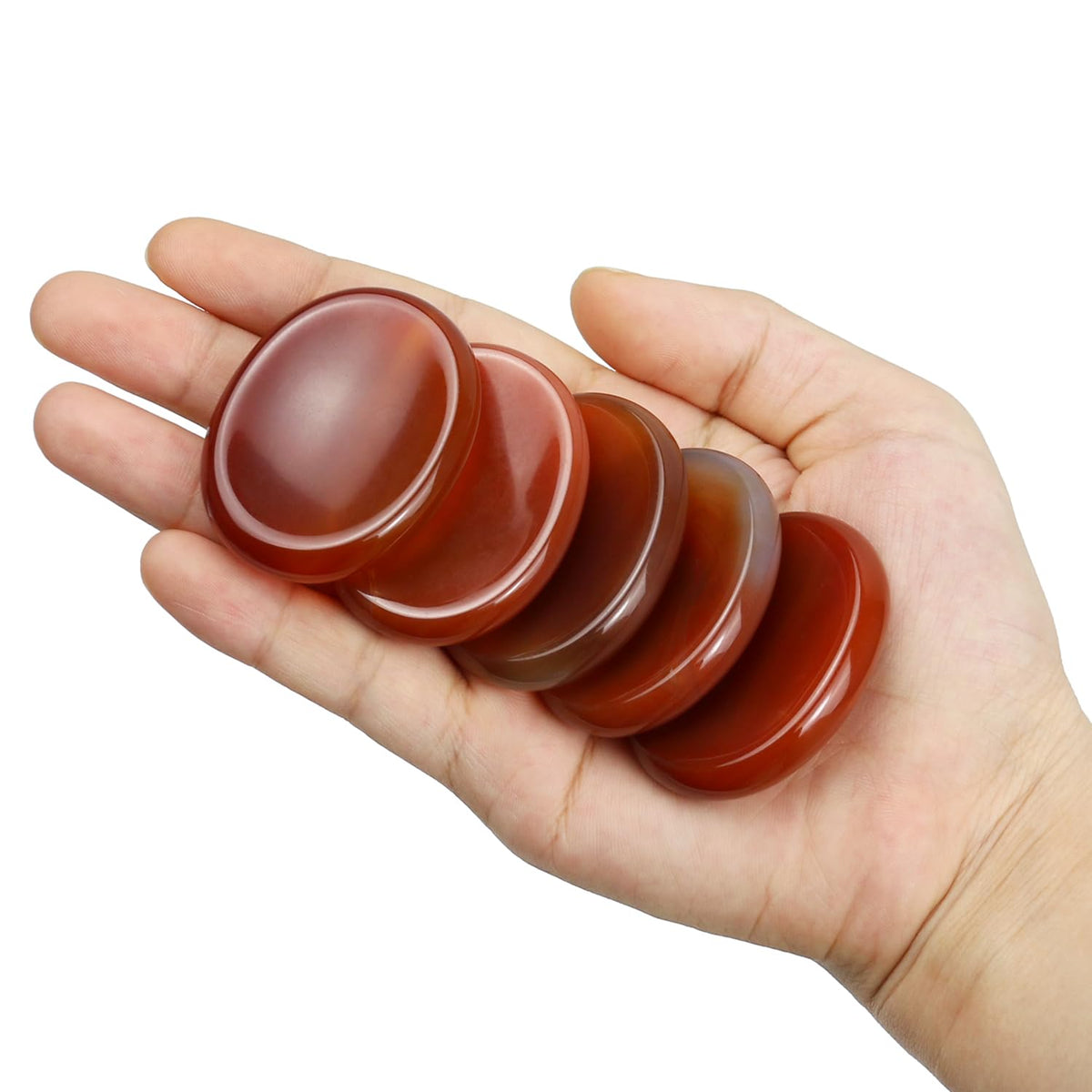 Namzi Carnelian Crystal Rock Worry Stones for Kids, Oval Palm Stone, Thumb Stone, Crystals and Healing Stones Quartz Bulk for Wicca, Reiki, Healing Energy, Chakra Stones, Witchcraft Supplies(1PCS)
