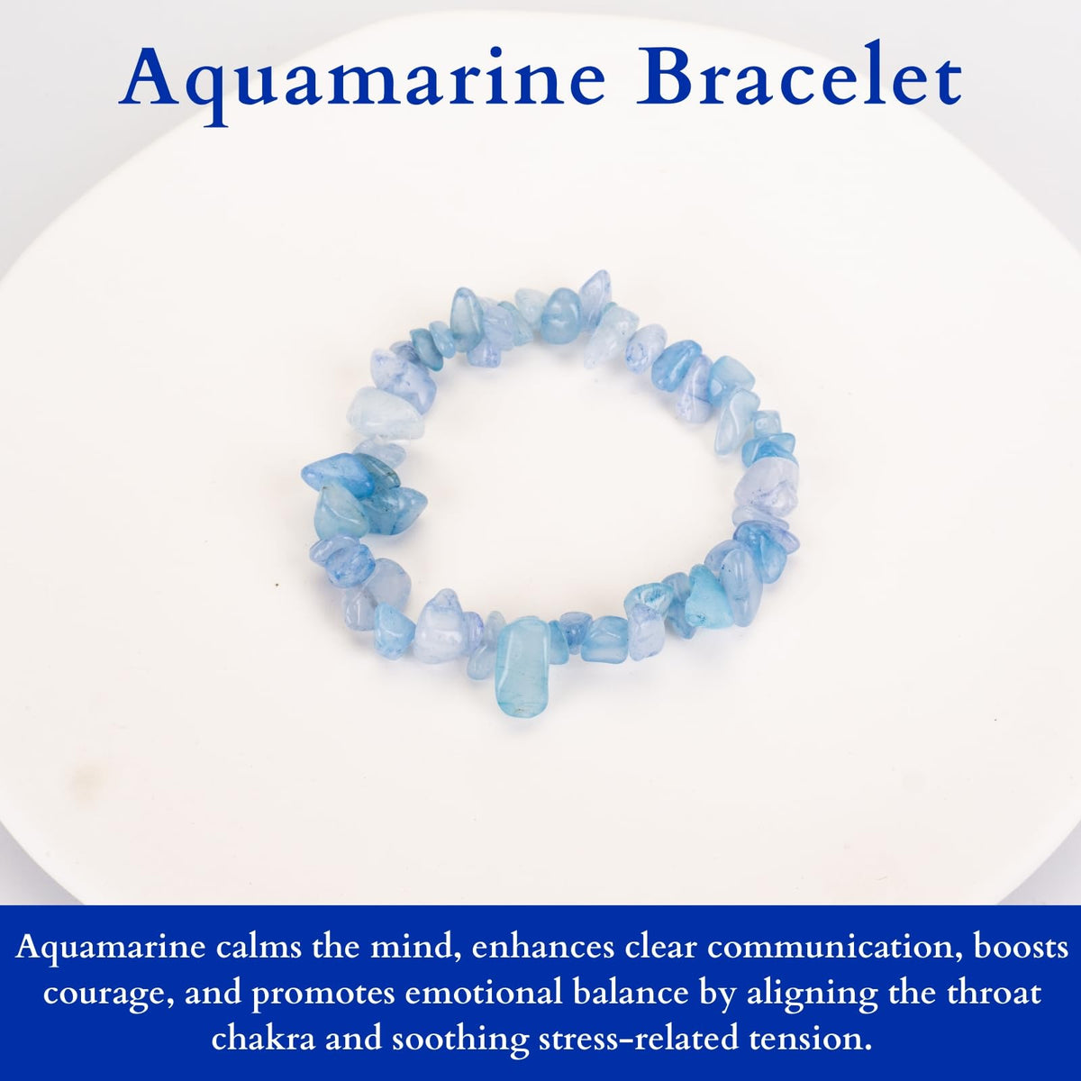 Herxion Aquamarine Bracelet for Women & Men- Natural Raw Protection Bracelet, Blue Irregular Chips Stretch Healing Crystals Bracelets Jewelry for Calming, Enhancing Communication & Promoting Courage