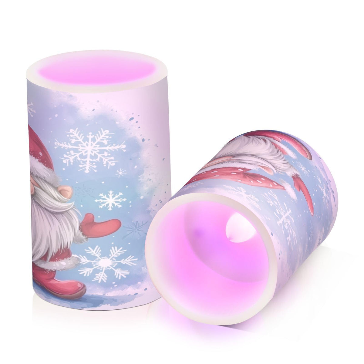BOENLE Flickering Flameless Candles, Christmas Gnome Snowflake LED Candles with Remote Timer, Set of 2 Battery Operated Candle for Valentine Wedding Birthday