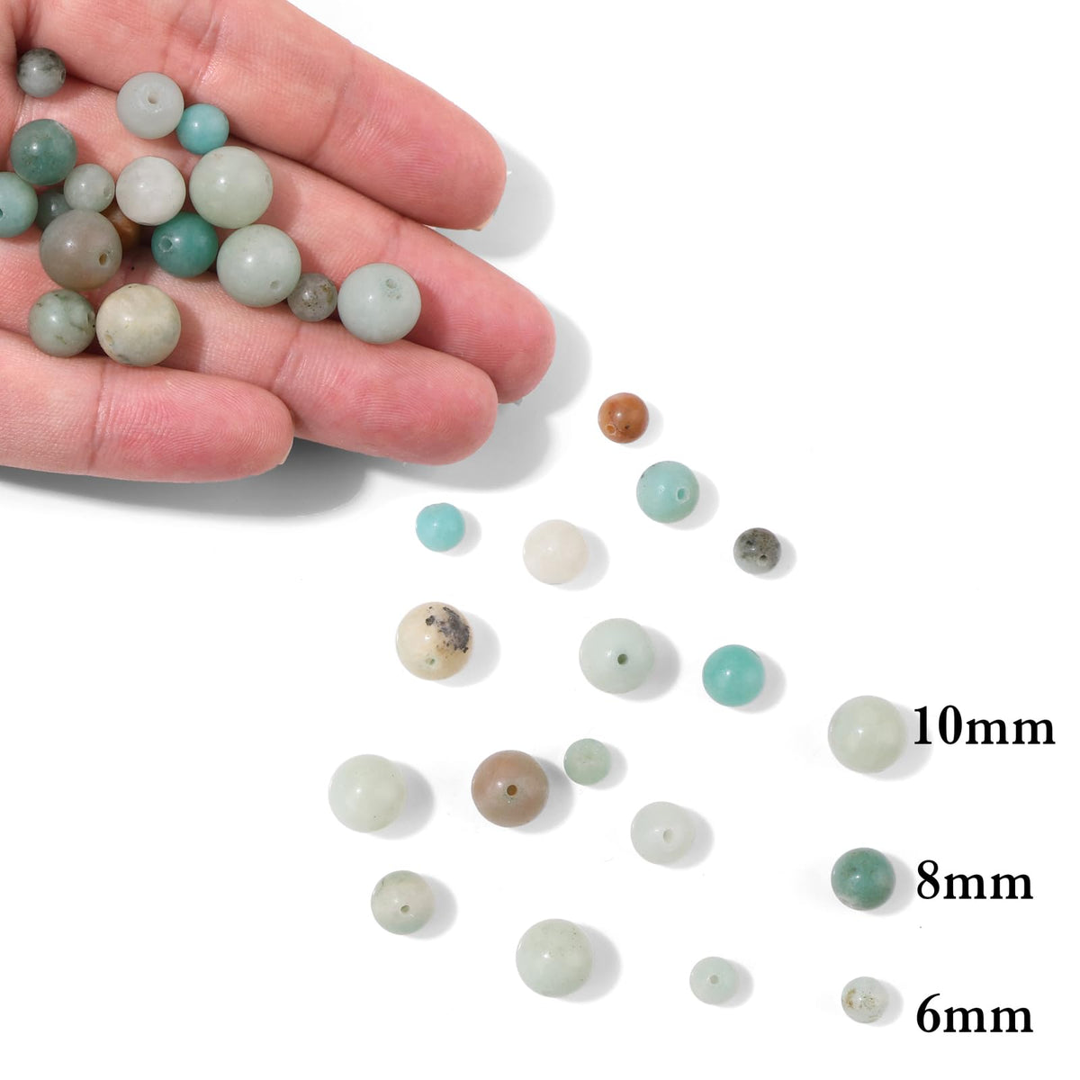 40pcs 10mm Natural Amazonite Gemstone Beads Healing Crystal Round Loose Stone Beads for Jewelry Making, Crystal Stone Beads for Bracelets Necklace Earrings Making